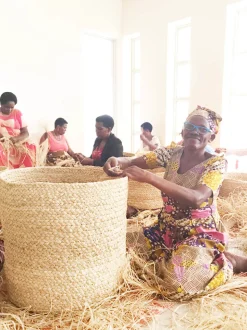 Large Braided Raffia Basket