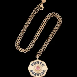 Large Enamel Porte Bonheur Necklace with Diamond Halo