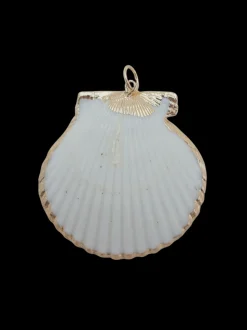 Large Scallop Shell Charm in White
