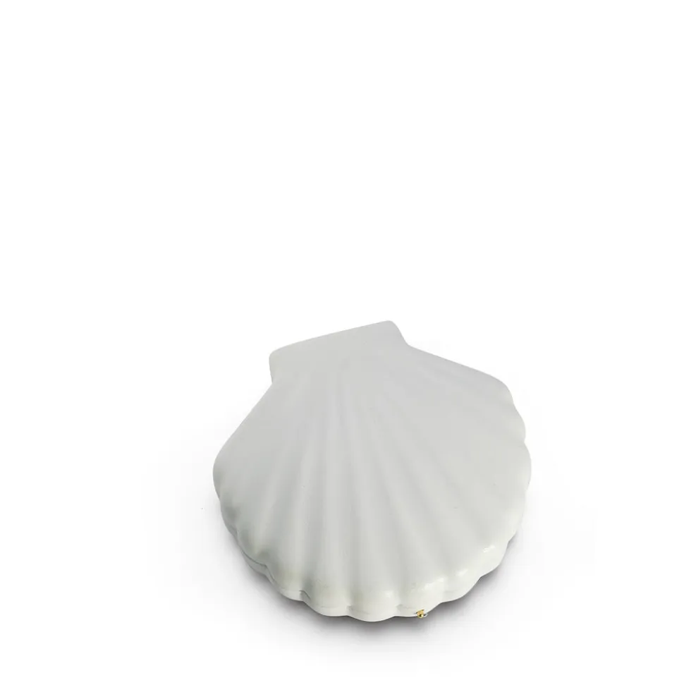 Large Shell Jewelry Storage Box in White/Blue