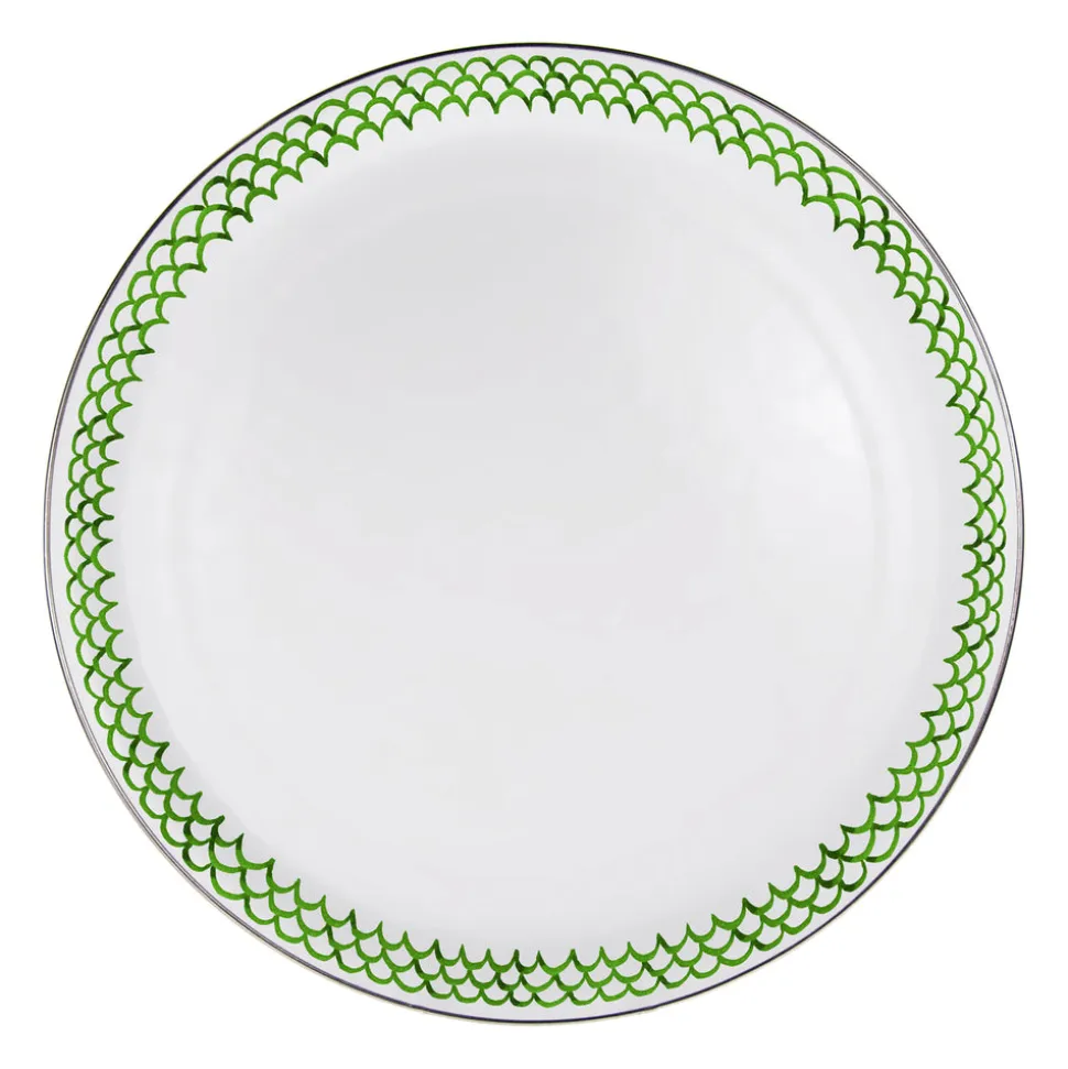 Large Tray in Green Scallop