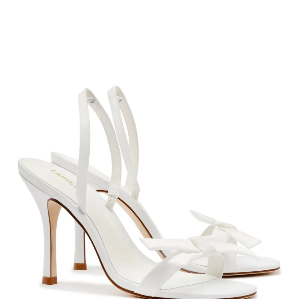 Larroudé x Markarian Bridal Sandal In White Satin