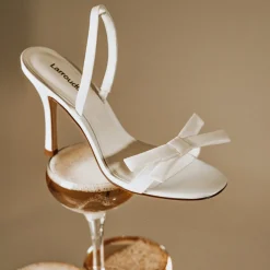 Larroudé x Markarian Bridal Sandal In White Satin