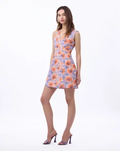 Laura Dress in Orchid & Apricot