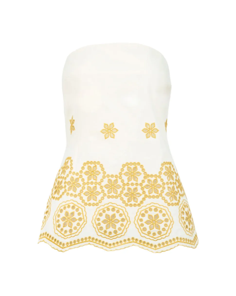 Leah Top in Ivory & Marigold