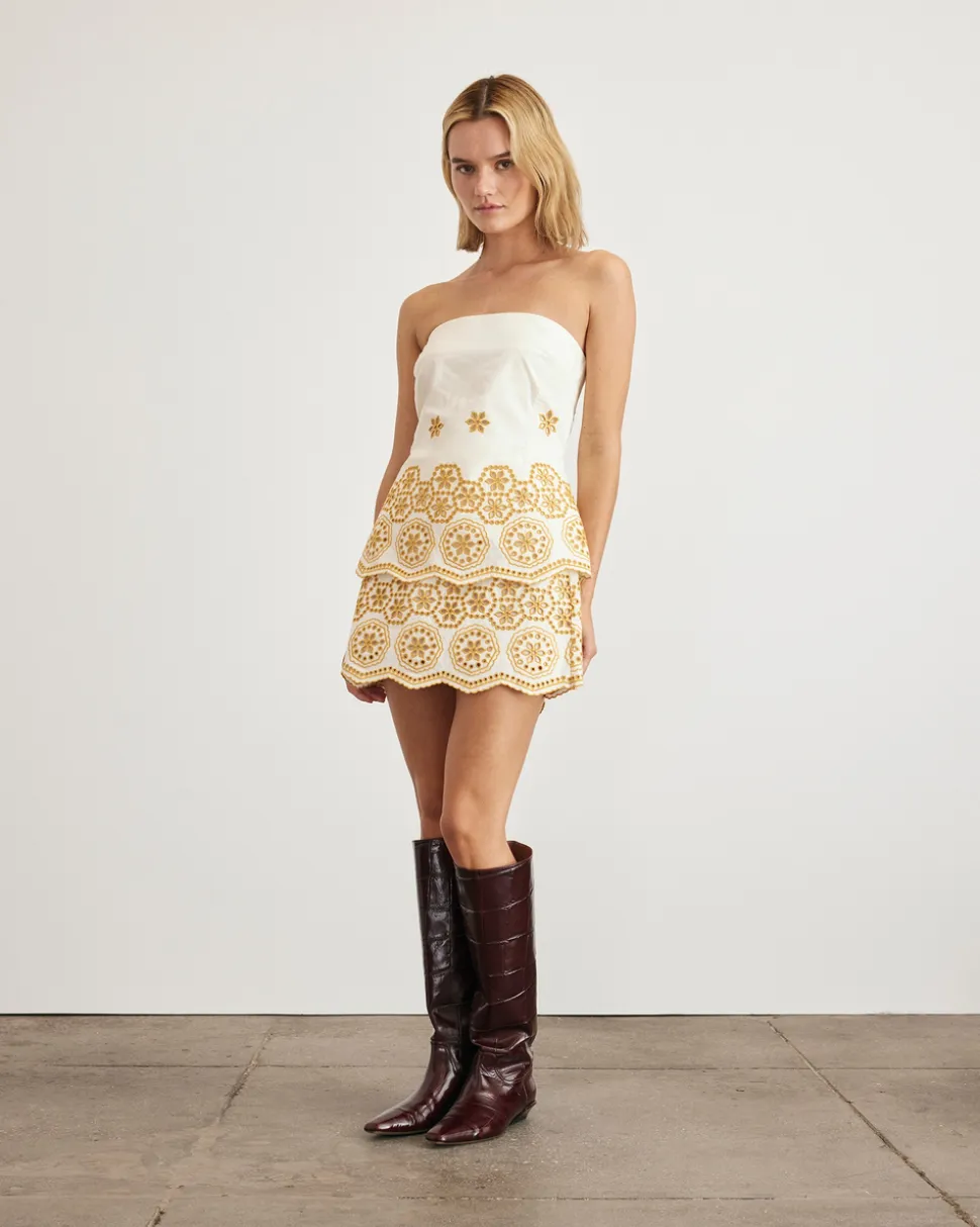 Leah Top in Ivory & Marigold
