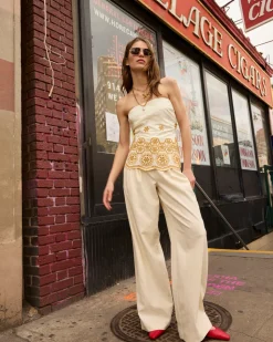 Leah Top in Ivory & Marigold