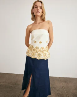 Leah Top in Ivory & Marigold