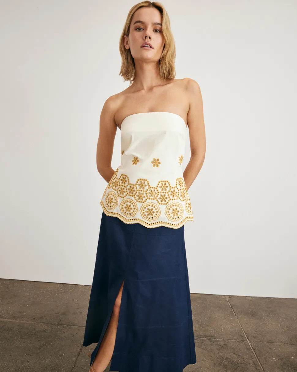 Leah Top in Ivory & Marigold