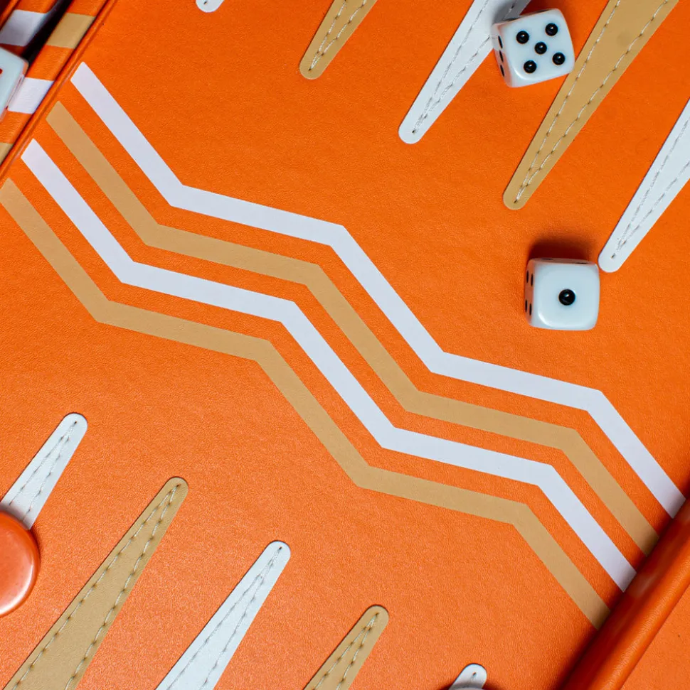 Leather Backgammon Board in Orange