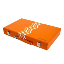 Leather Backgammon Board in Orange