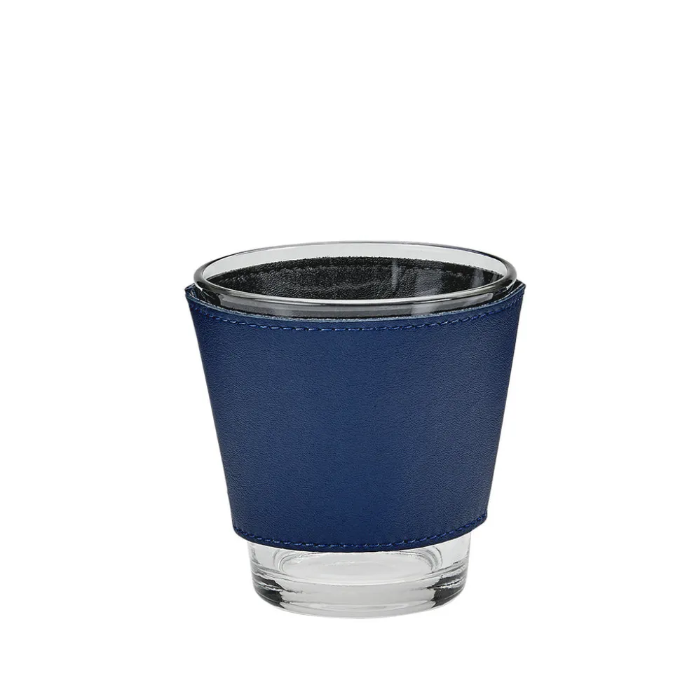 Leather Wrapped Glass Set in Blue