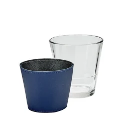 Leather Wrapped Glass Set in Blue