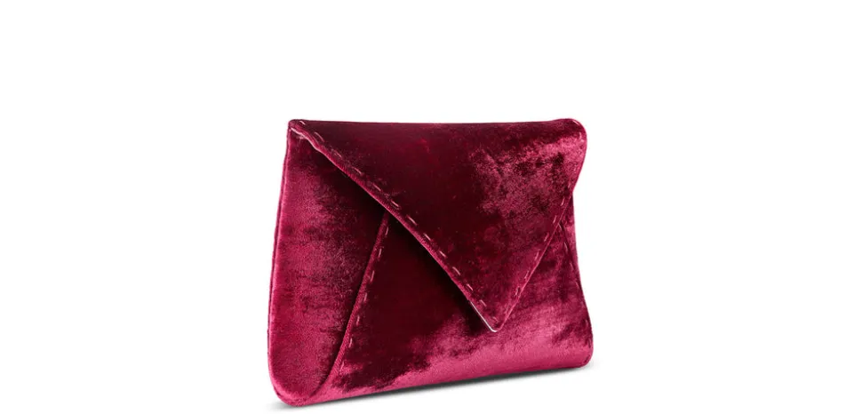 Lee Pouchet Small in Deep Garnet Crushed Velvet