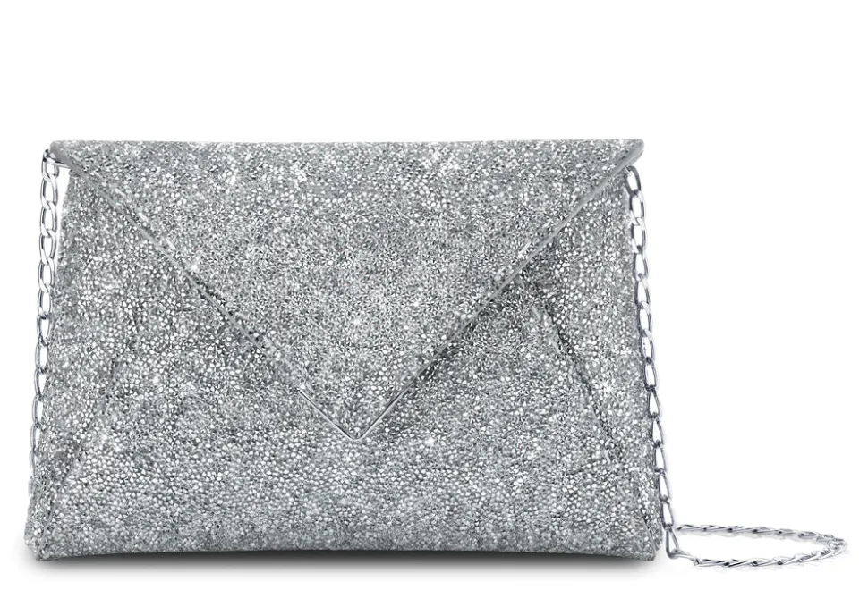 Lee Pouchet Small in Mirrored Silver Rock Swarovski Crystal