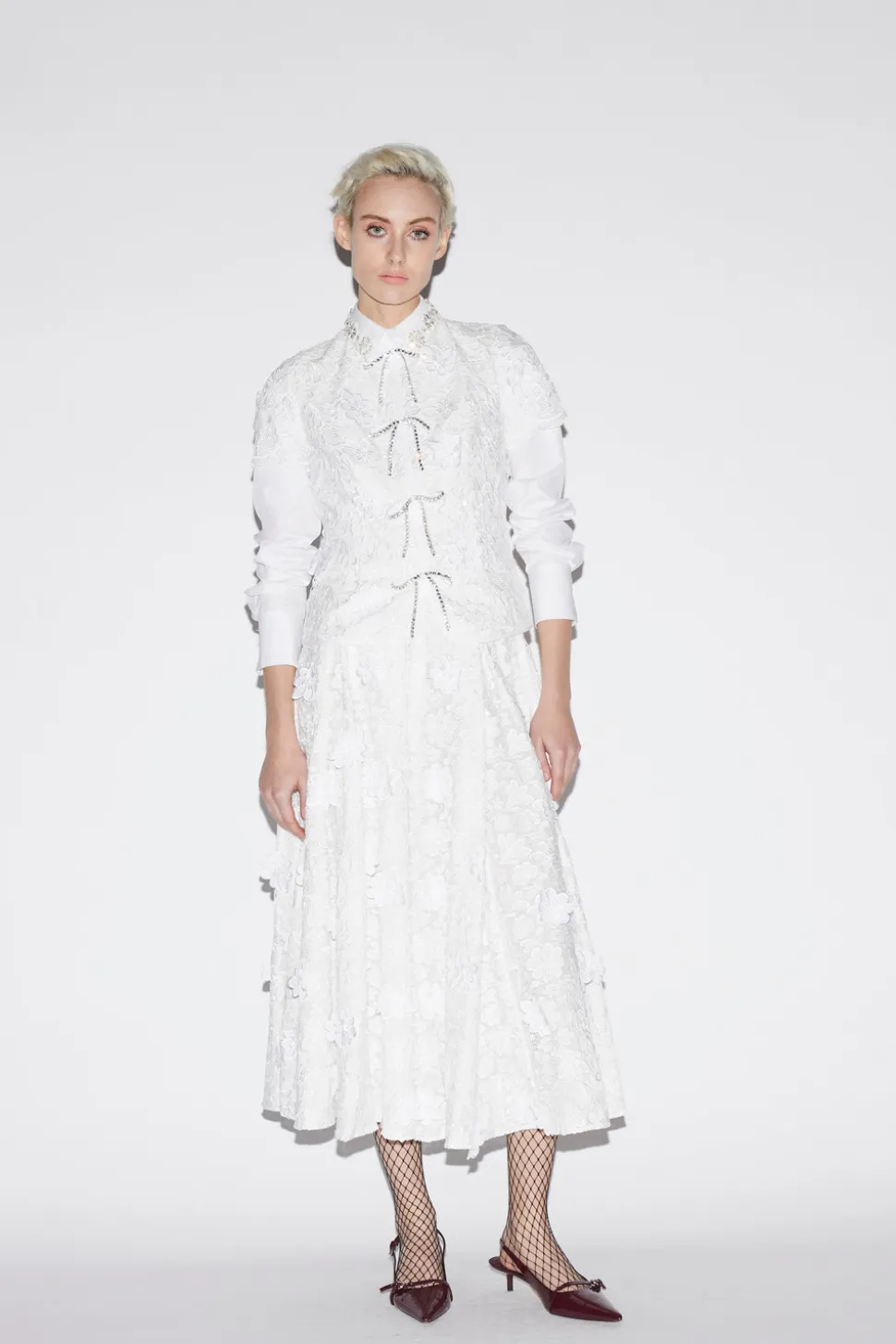 Lee Skirt White Embroidered Cotton