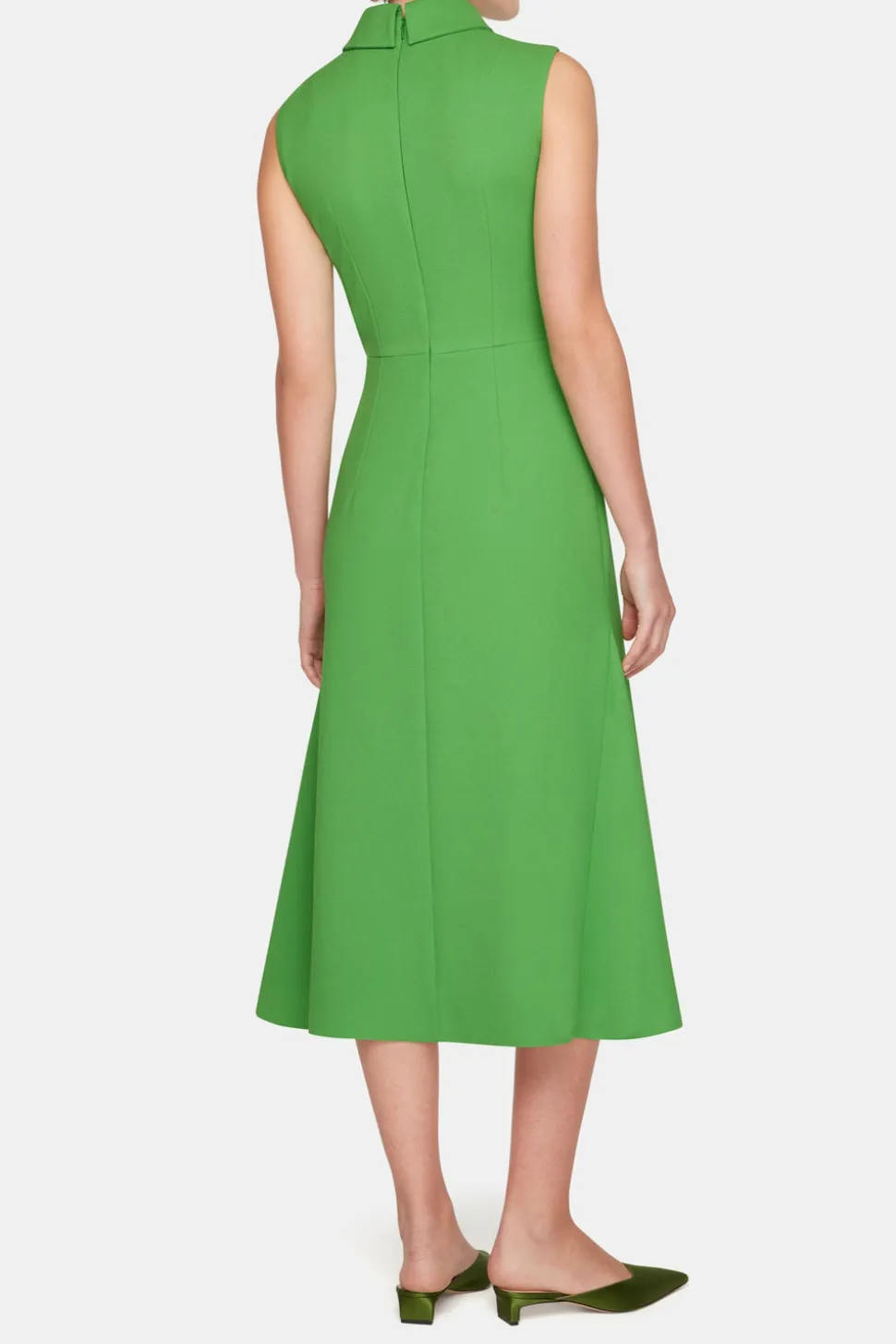 Leontine Dress In Fresh Green Single Wool Crepe