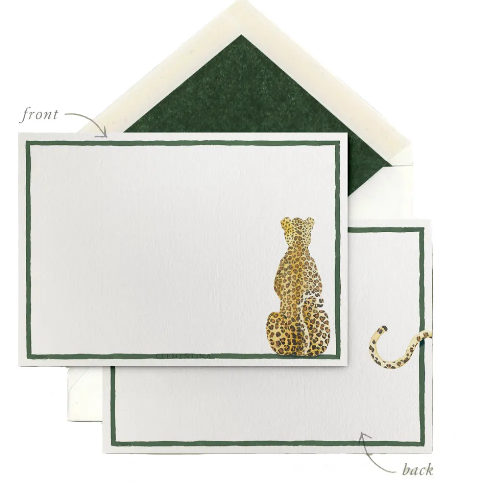 Leopard Stationery Cards, Personalized Set of 50