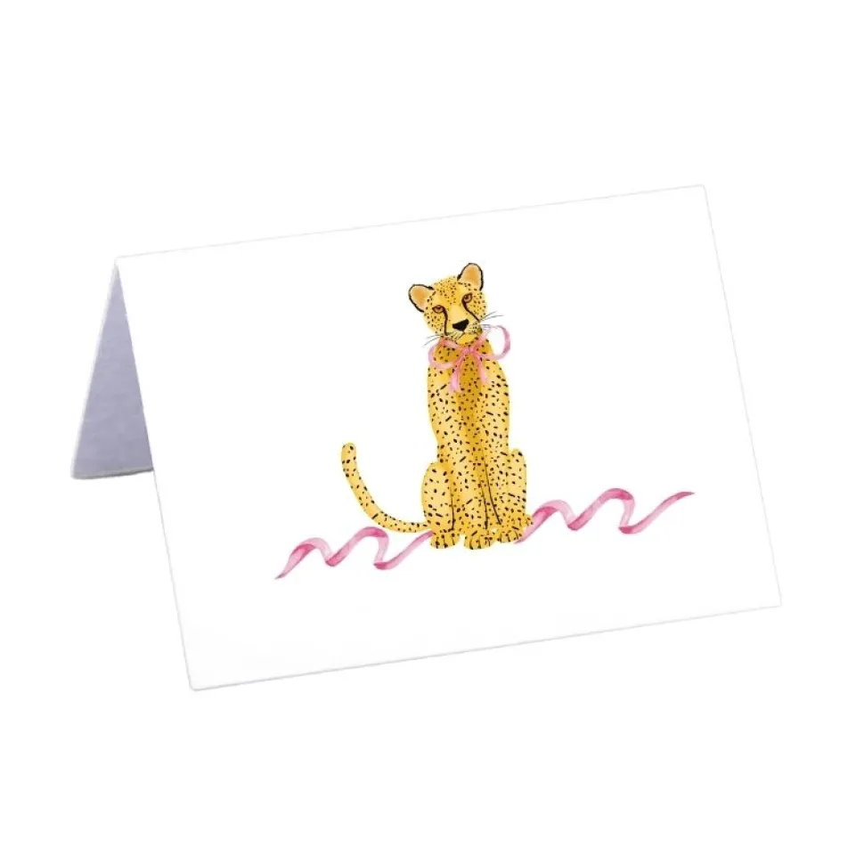Leopard with Pink Bow Place Cards