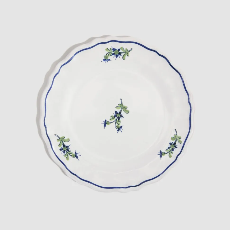 Les Bleuets Round Petite Plate in Bleu Égyptien in Vert