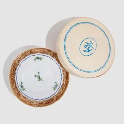 Les Bleuets Round Petite Plate in Bleu Égyptien in Vert