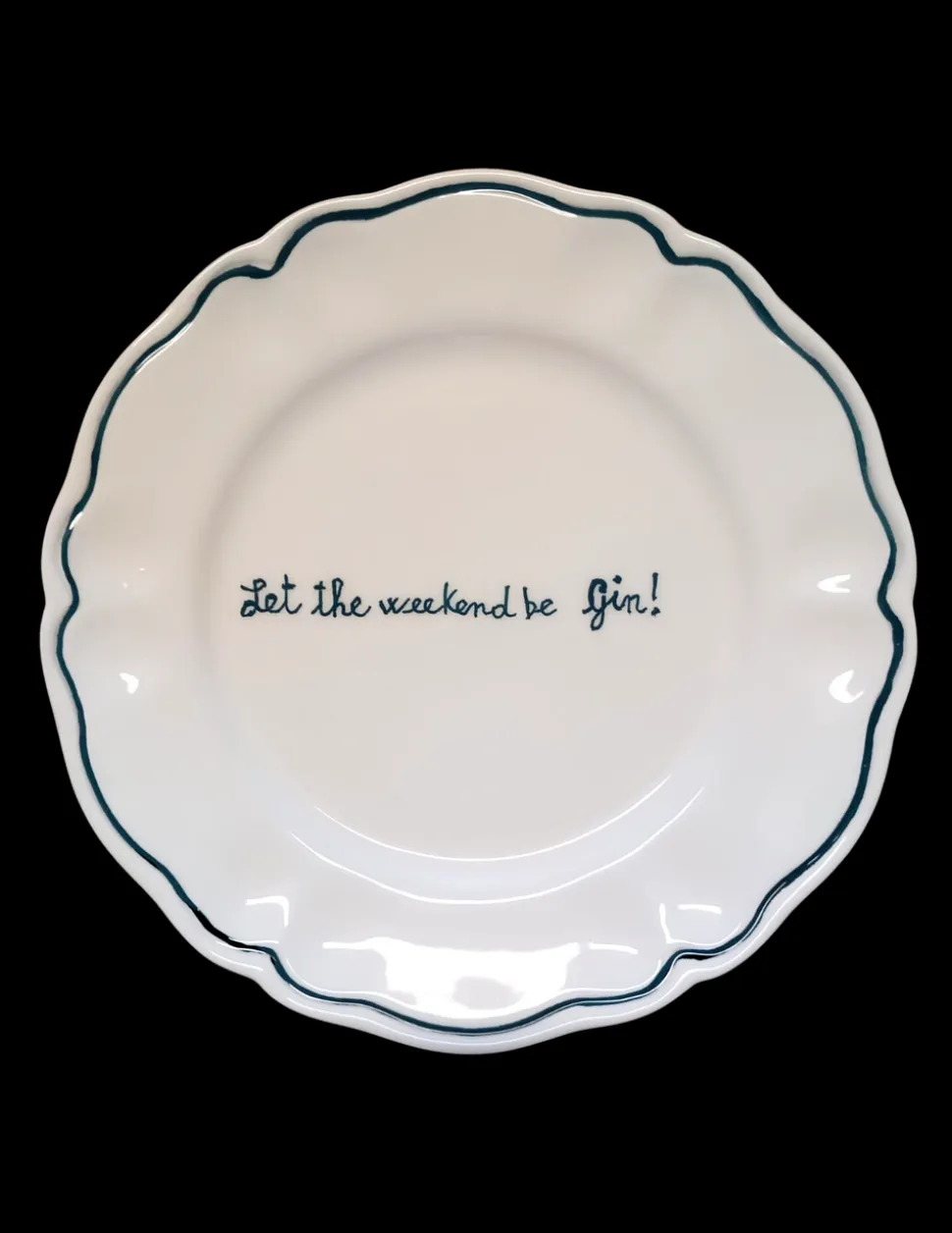 Let the Weekend be Gin Scalloped, Plate Set of 6