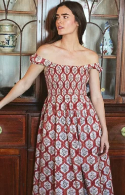 Lettie Dress in Saffron Trellis