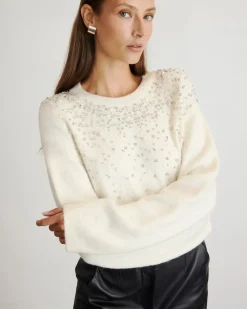 Lexia Embellished Sweater in Cream
