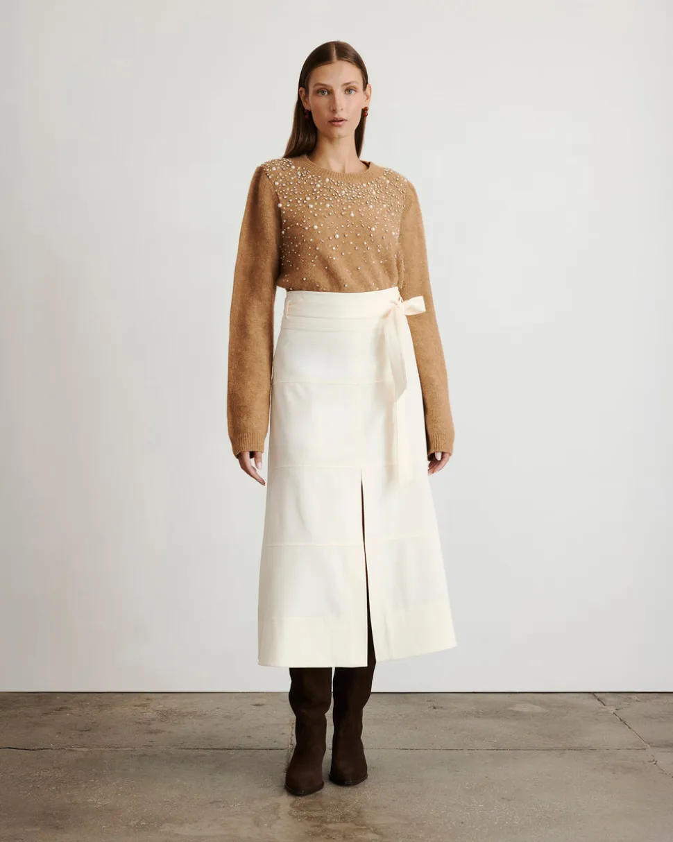 Lexia Embellished Sweater in Camel