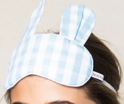 Light Blue Gingham Bunny Eye Mask