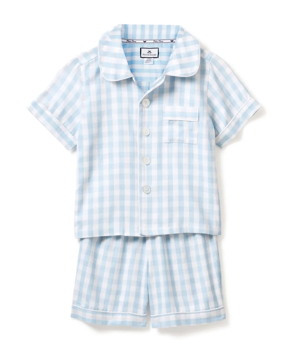 Light Blue Gingham Short Set