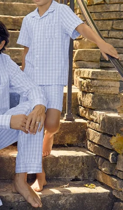 Light Blue Gingham Short Set