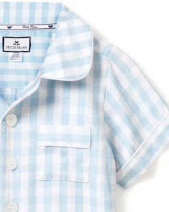 Light Blue Gingham Short Set