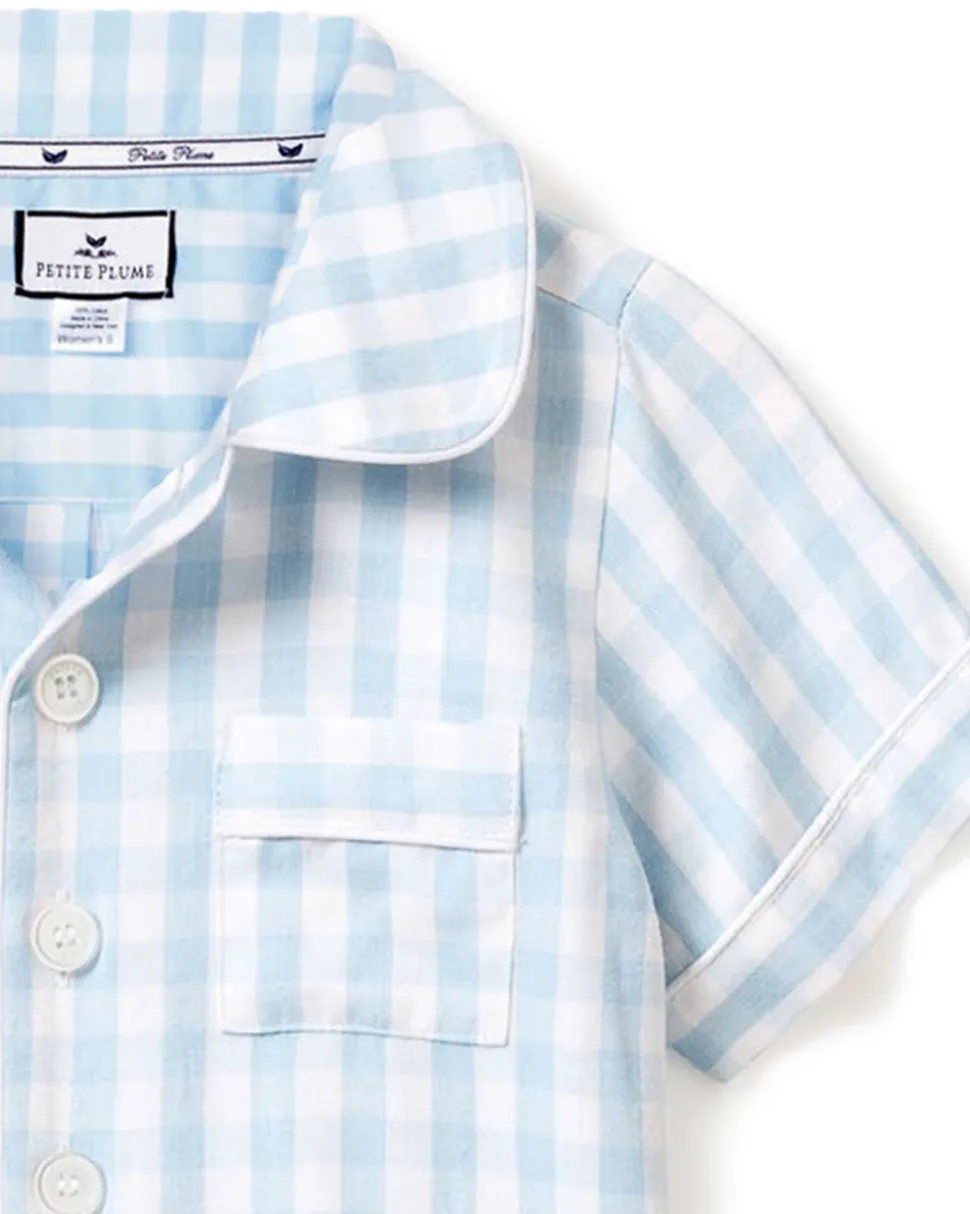Light Blue Gingham Short Set