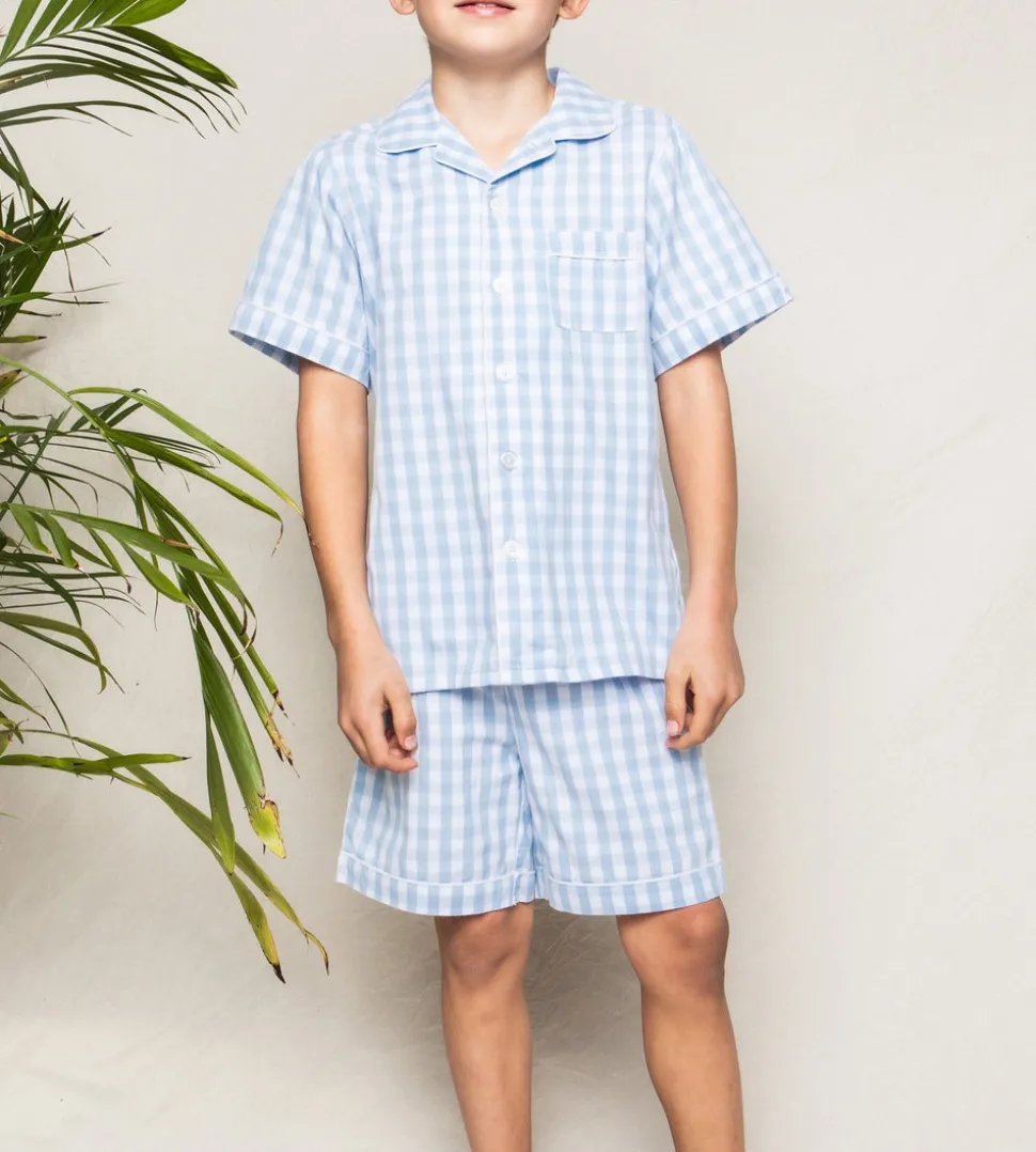 Light Blue Gingham Short Set