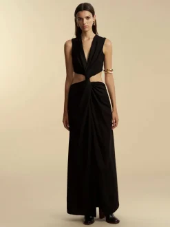 Lightweight Wool Twist Dress in Black