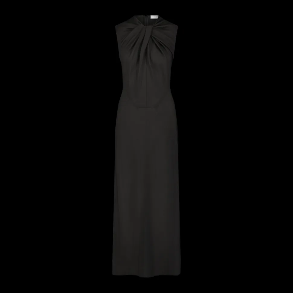 Lightweight Wool Twist Panelled Dress in Black
