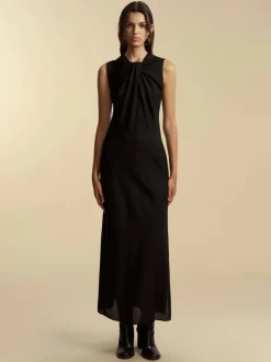 Lightweight Wool Twist Panelled Dress in Black