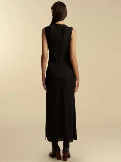 Lightweight Wool Twist Panelled Dress in Black