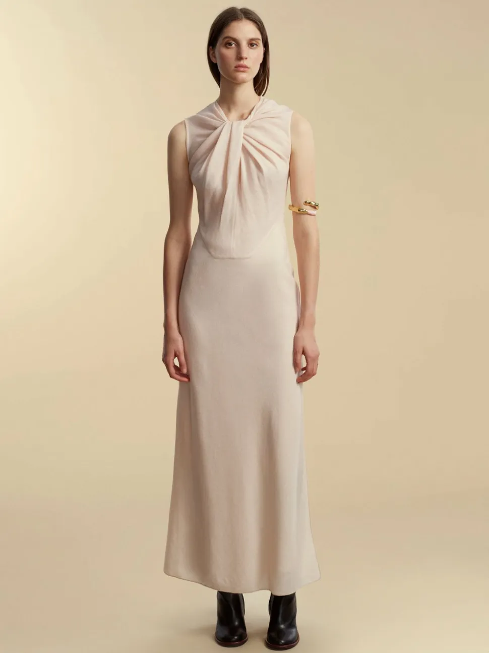 Lightweight Wool Twist Panelled Dress in Rose Quartz