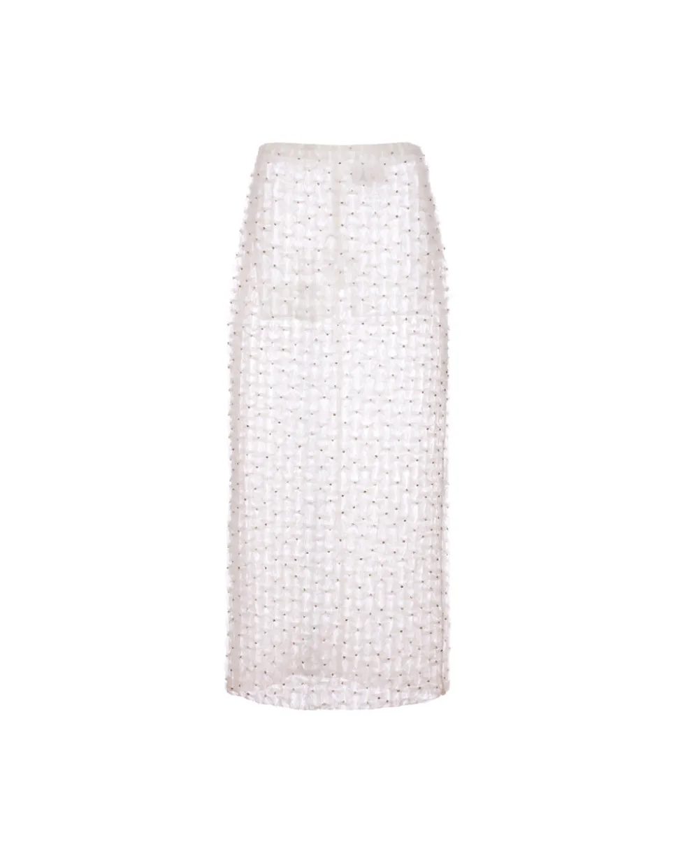 Lili Skirt in White Smocked Tulle