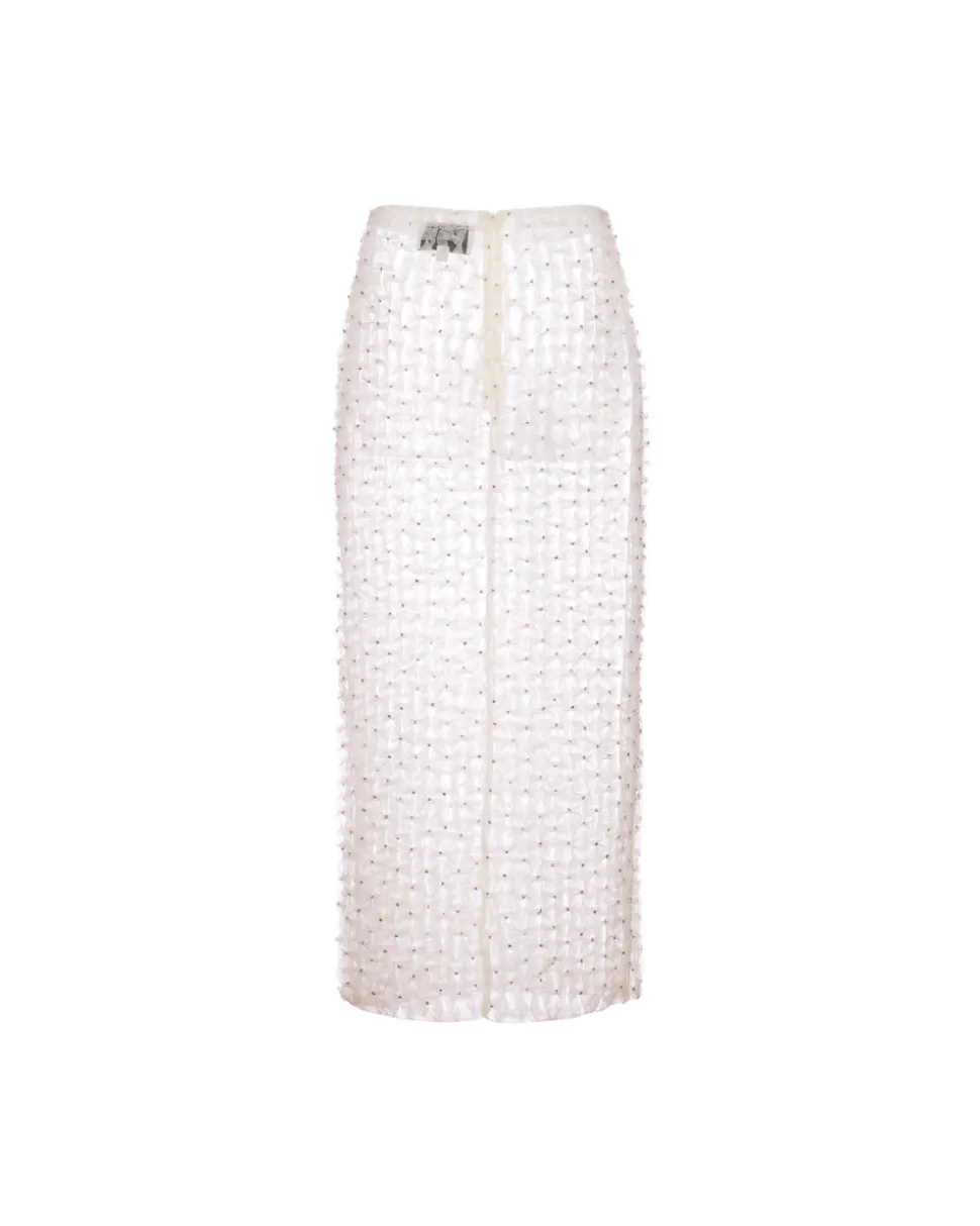 Lili Skirt in White Smocked Tulle