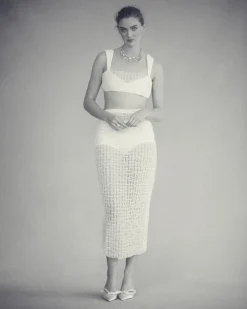 Lili Skirt in White Smocked Tulle