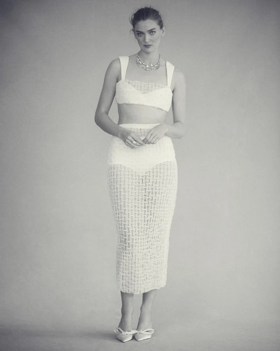 Lili Skirt in White Smocked Tulle