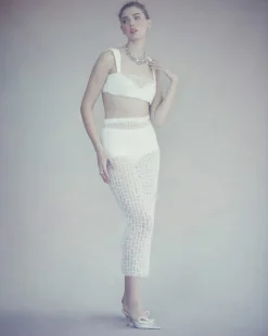 Lili Skirt in White Smocked Tulle