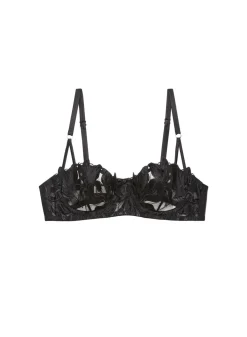 Lily Embroidery Balconette Bra in Black