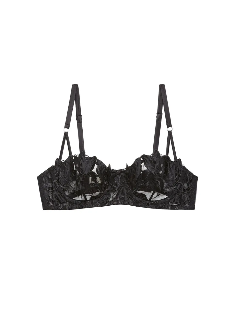 Lily Embroidery Balconette Bra in Black