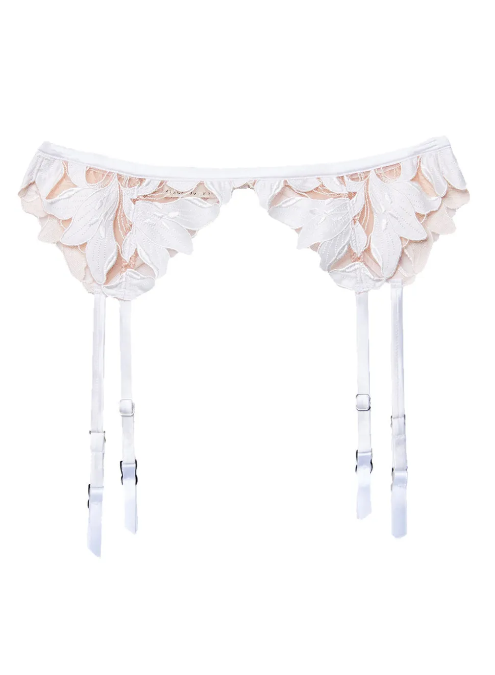 Lily Embroidery Garter Belt in Ivory