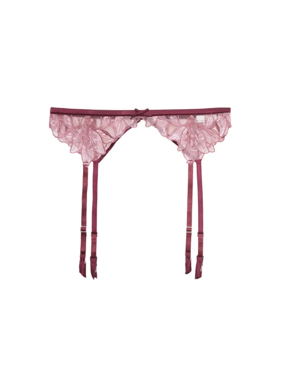 Lily Embroidery Garter Belt