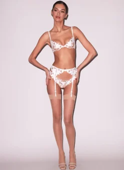 Lily Embroidery Plunge Demi Bra in Ivory